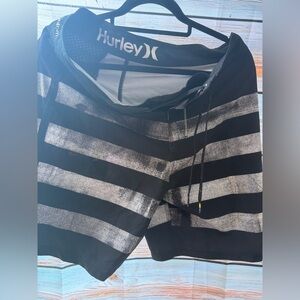 Hurley Men’s Black & Gray Striped Swim/Surf Shorts